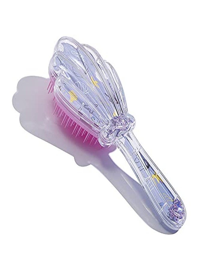 BYVUTE Mermaid Detangler Hair Brush, Detangling Hair Comb Christmas Shell Glitter Comb Hairbrush Massage Scalp No Pain Detangler for Dry & Wet Hair Kids Girls Woman (Purple) - Image 1